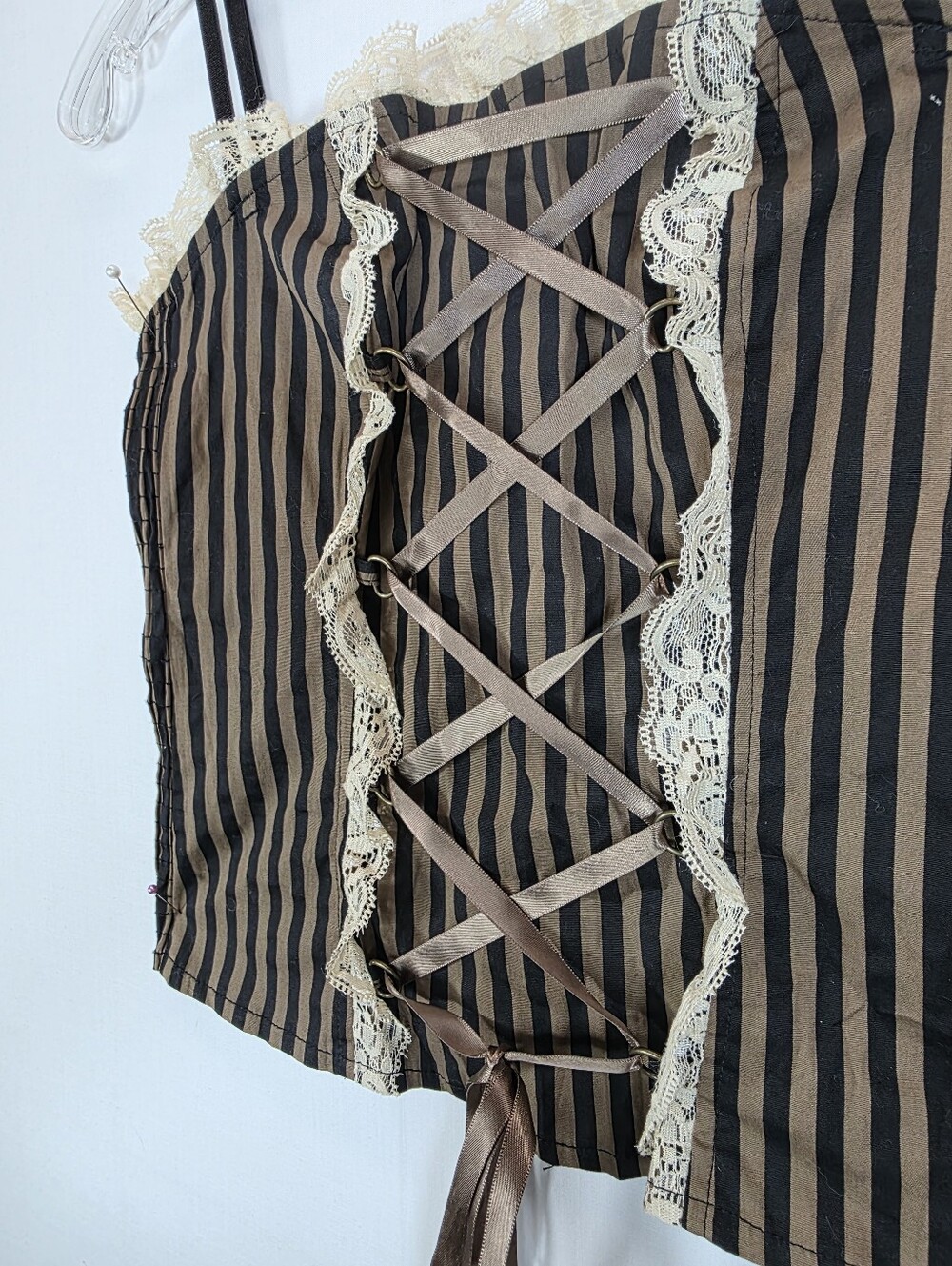 NWT Spin Doctor Steampunk Stripe Bustier Skirt Set S - Picture 2 of 16